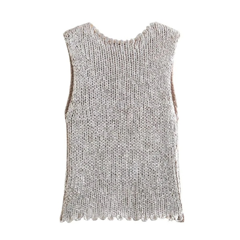 Sewing Vest - Mulheres colete de malha 2025 outono