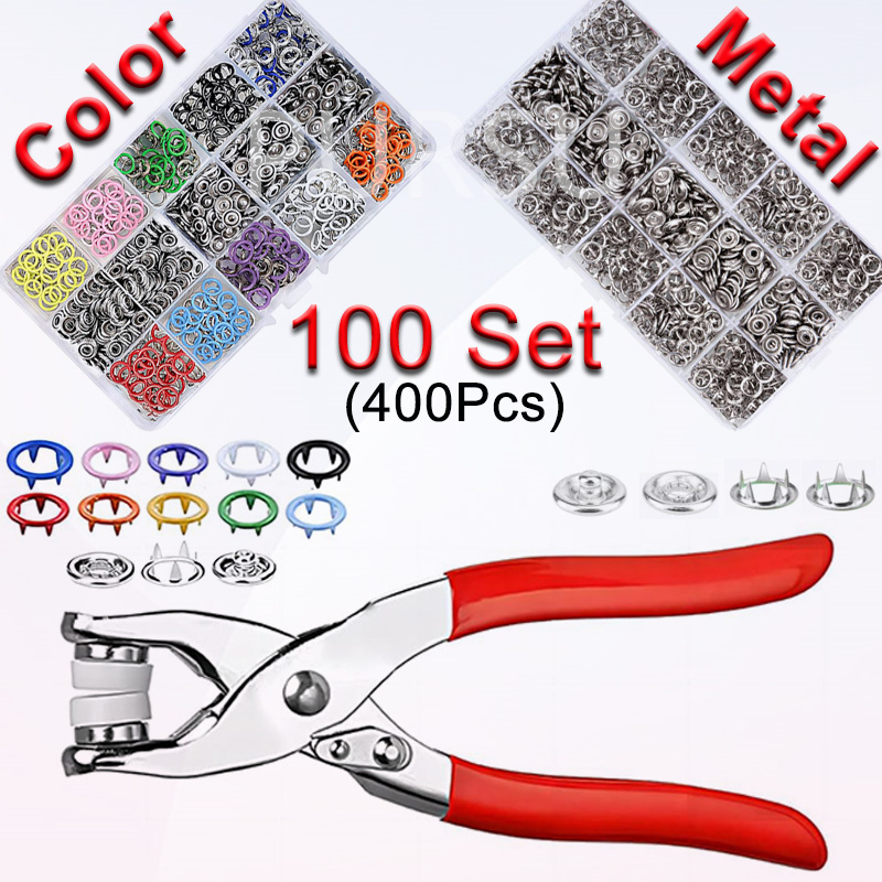 Snap Button Plier - 100 conjuntos de alicates de pressão