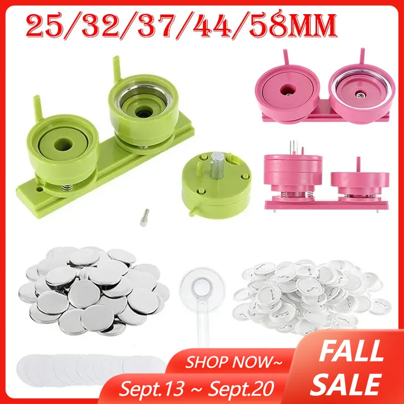 Button Hole Cutter - 100 conjuntos 25/32/37/44/58mm crachá pino botão