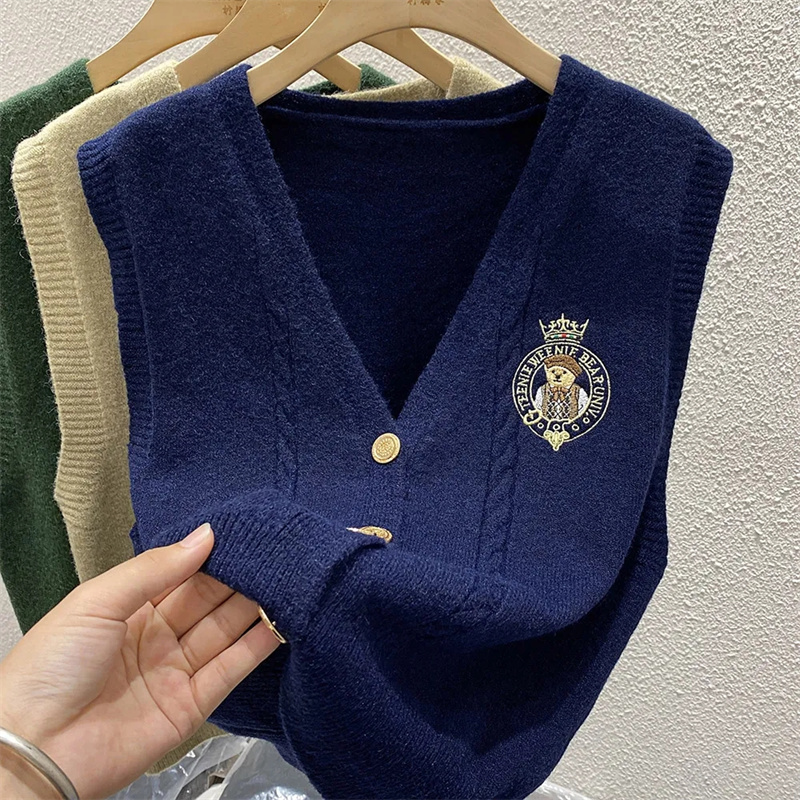 Novo urso bordado de malha sol - Sewing Vest avaliação e preço