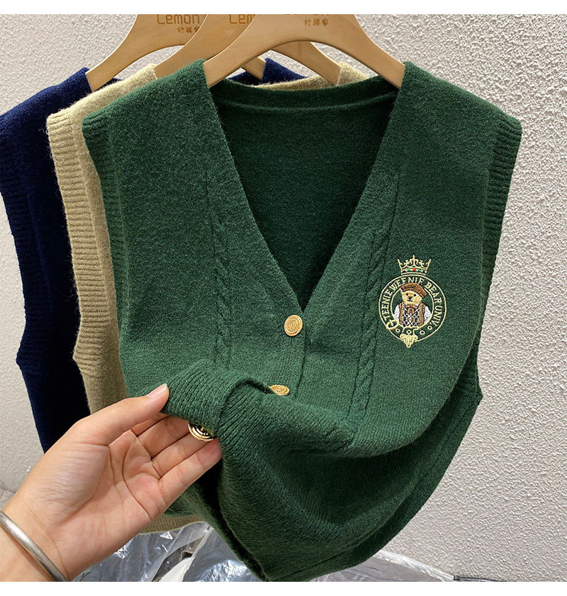 Novo urso bordado de malha sol - Sewing Vest avaliação e preço