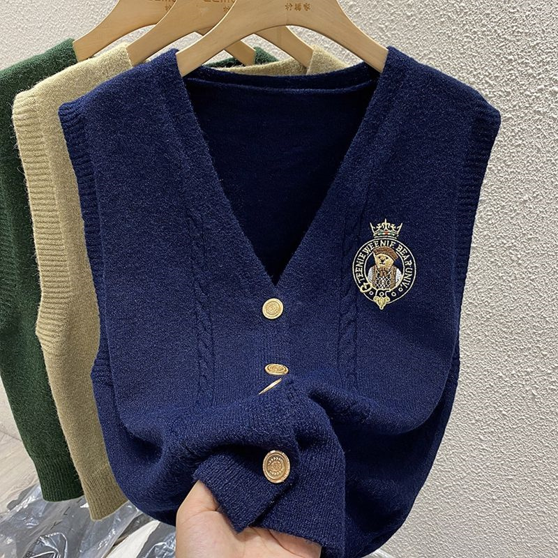 Novo urso bordado de malha sol - Sewing Vest avaliação e preço